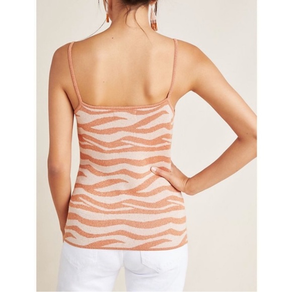 Anthropologie metallic knit tank camisole tiger zebra stripe animal print XS - Picture 4 of 4